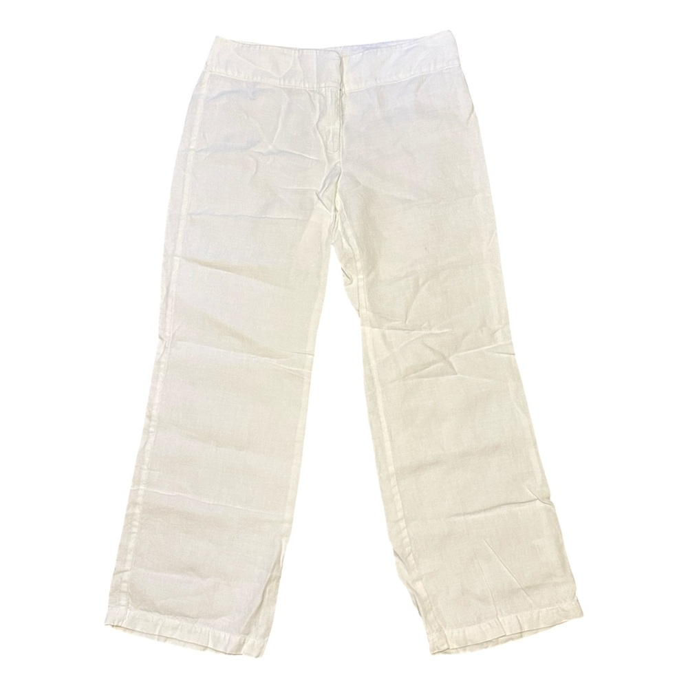 Eileen Fisher 100% Linen Pants Sz Medium White Wide Leg Minimalist Quiet Luxury